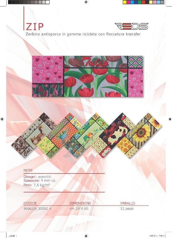 Zerbino cocco zip 24x60cm reds tappeto fuoriporta zip 24x60cm