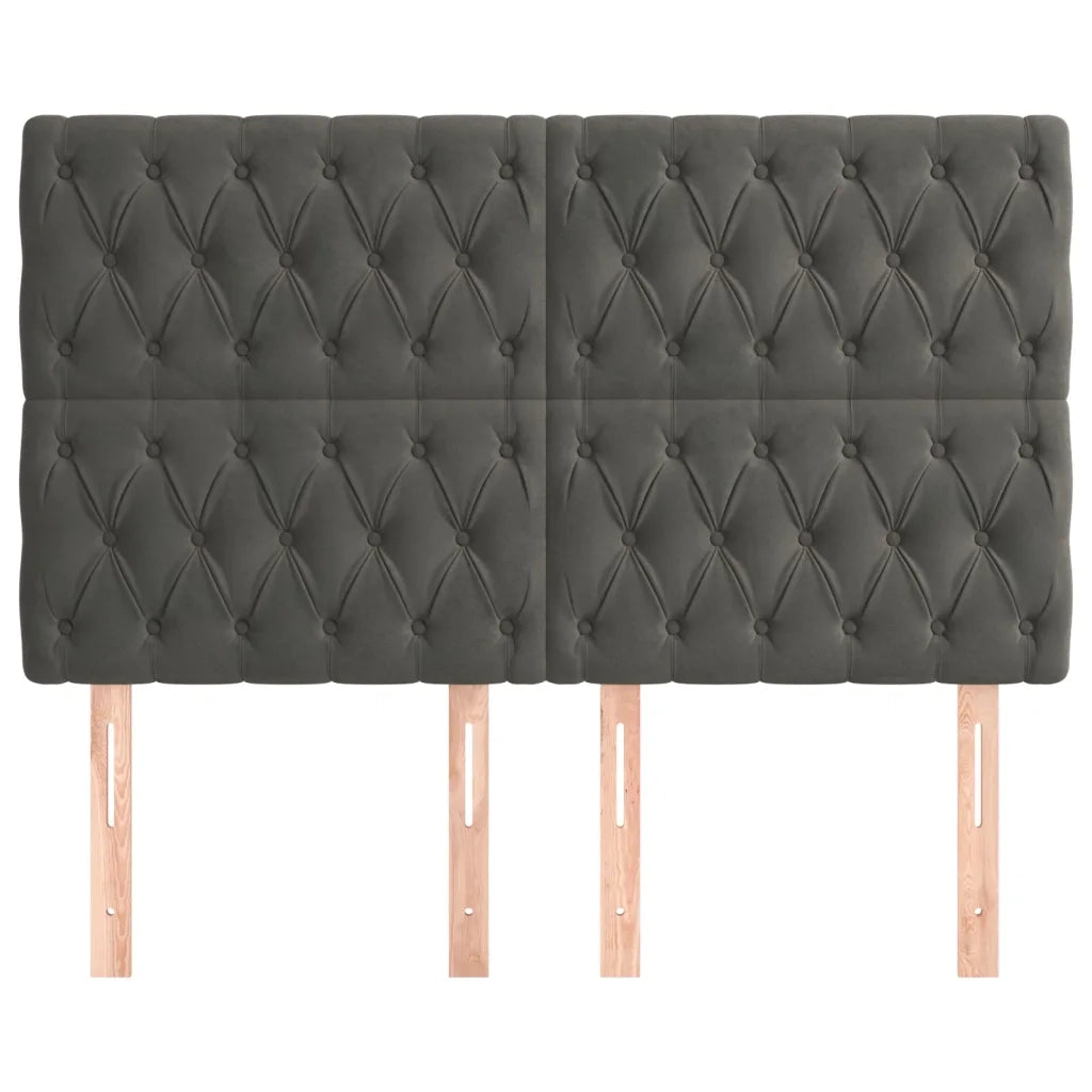 Testiera-Testata Decorativa Grigio Scuro 160x7x118/128 cm Velluto