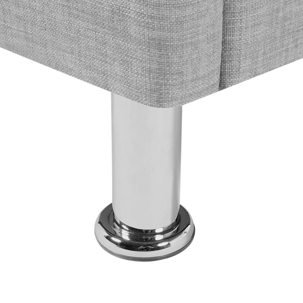 Letto singolo grigio tessuto imbottito Telaio con decorazione rete a doghe 90 x 200 cm Bottoni di cristallo Poggiatesta Camera da letto Moderna Glam