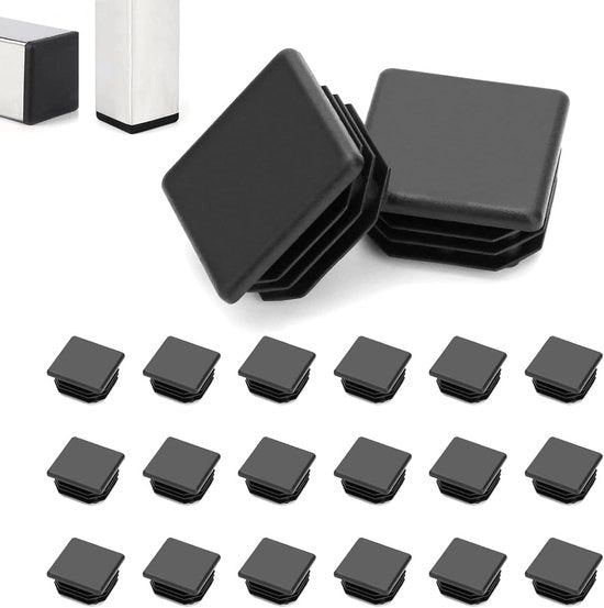 Stop per tubi quadrati da 30 x 30 mm - Stop quadrato - Stop per tubi quadrati in plastica - Stop lamellare - Nero - 20 pezzi