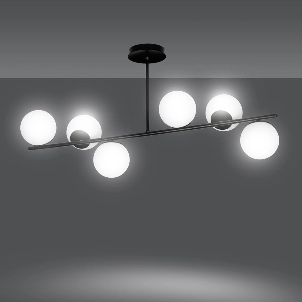 Lampadario Emibig BIOR 6xE14 nero con vetro bianco
