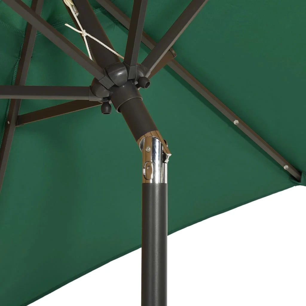 Ombrellone con luci LED verdi 200 x 211 cm alluminio 02_0008096
