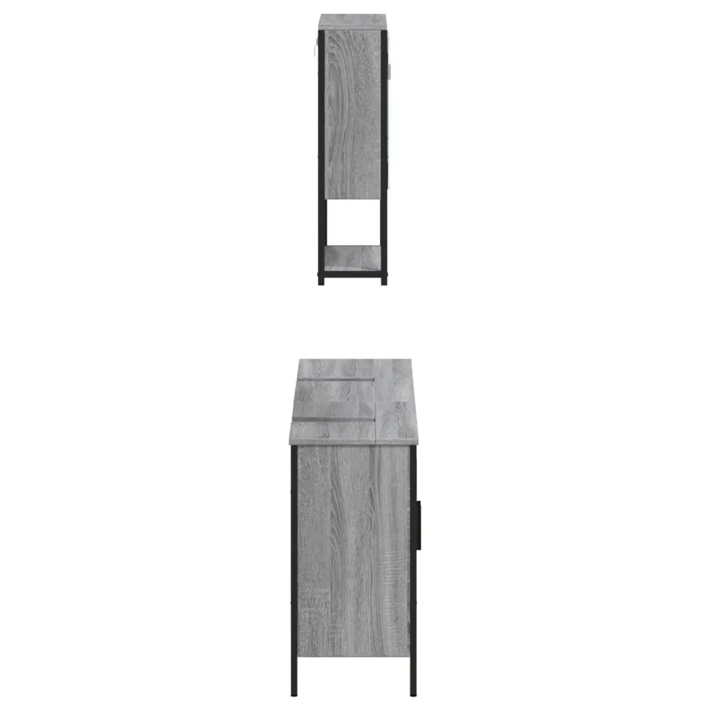 Set Mobili da Bagno 3 pz Grigio Sonoma in Legno Multistrato