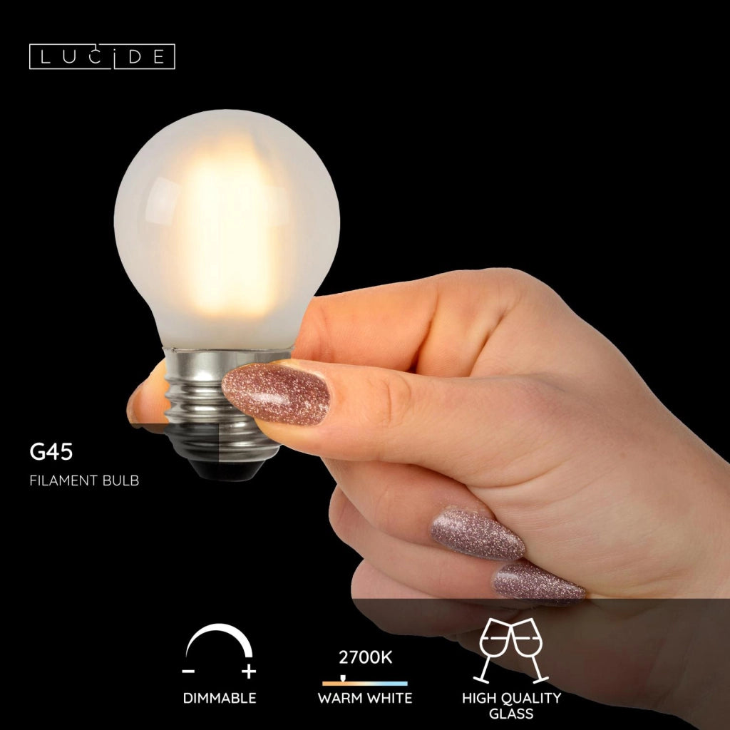 Lampadina LED opalina sferica E27 4W calda 280 lm Lucide