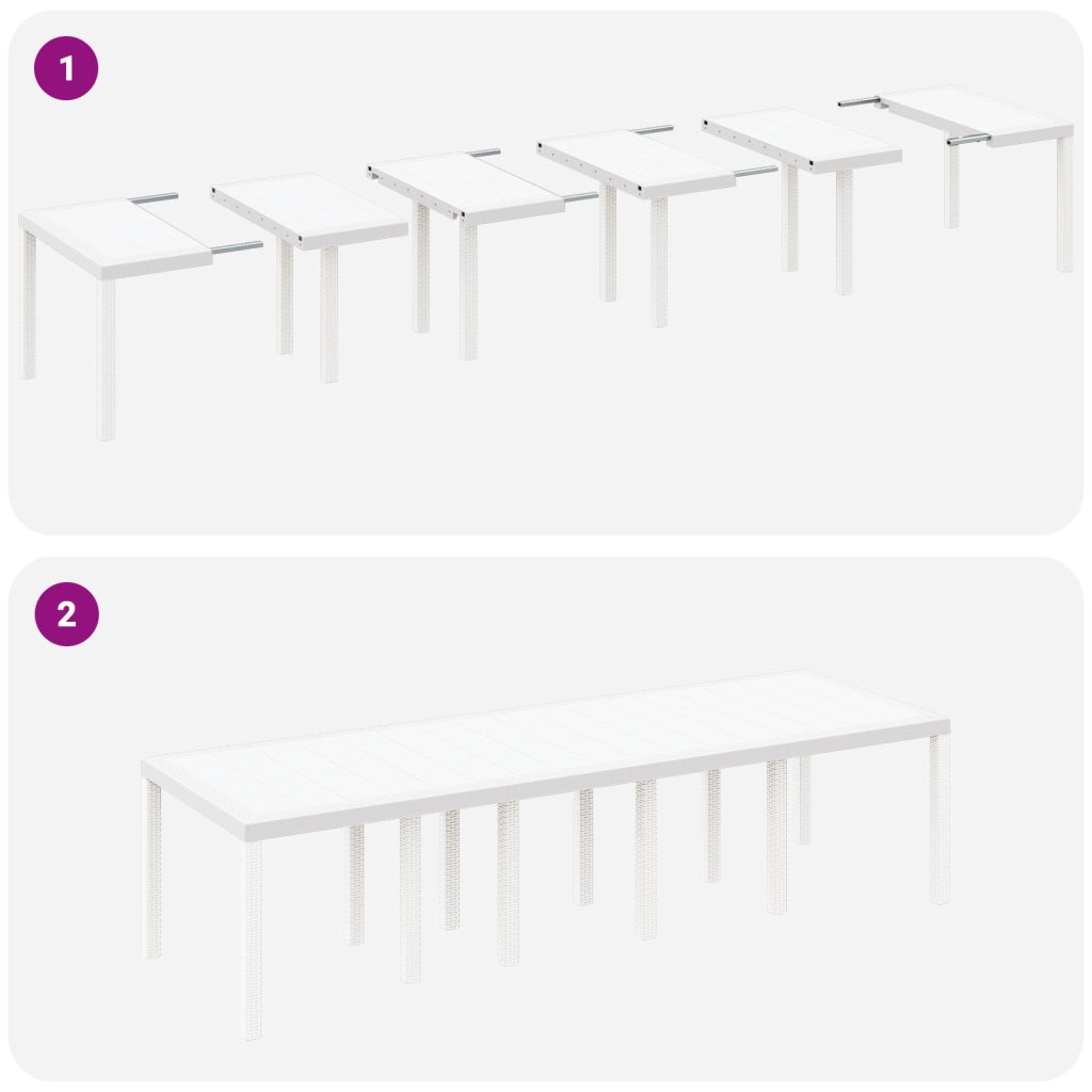 Set da pranzo da giardino  da 11 pezzi con cuscini Bianco Polyrattan