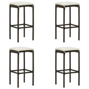Sgabelli da Bar con Cuscini 4 pz Marroni in Polyrattan cod mxl 58124