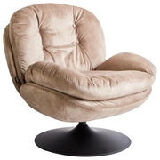Poltrona girevole in velluto con sedile imbottito beige stile vintage