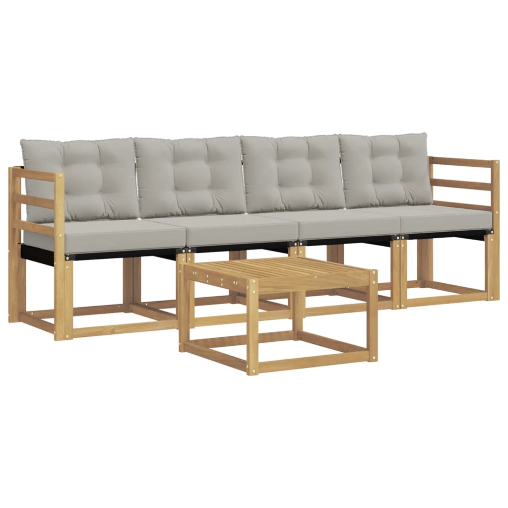 Set di divani da esterno 5 pz Bianco e Grigio Chiaro 3389177