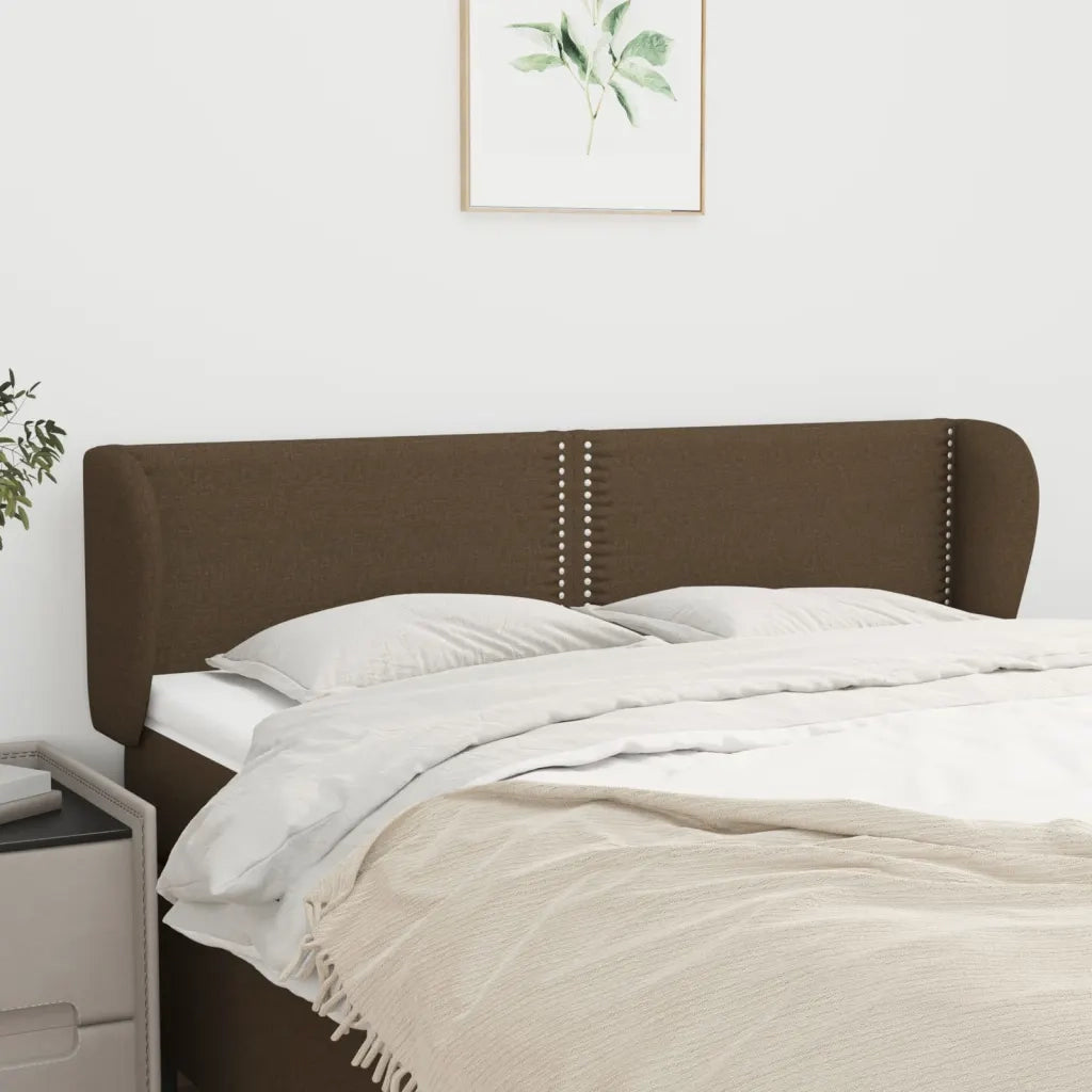 Testiera ad Orecchio Marrone Scuro 147x23x78/88 cm in Tessuto 3117005