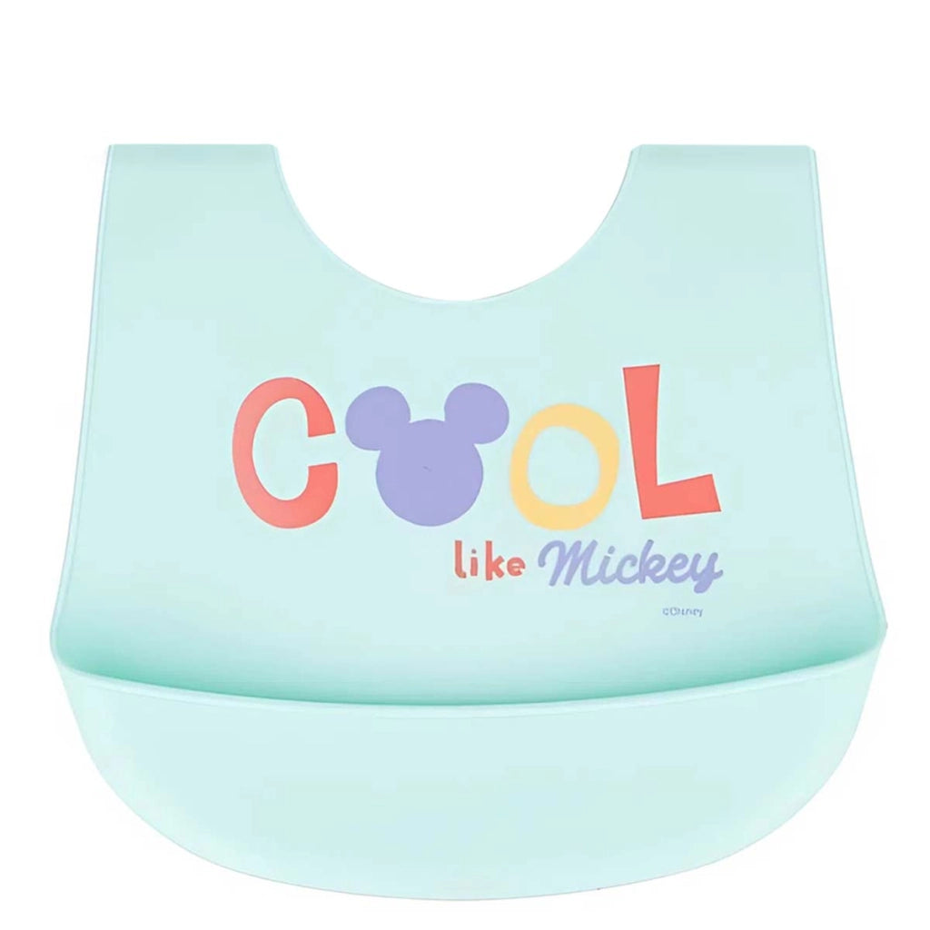 Bavaglino in Silicone con Tasca Mickey Cool Blu chiaro Mickey Mouse