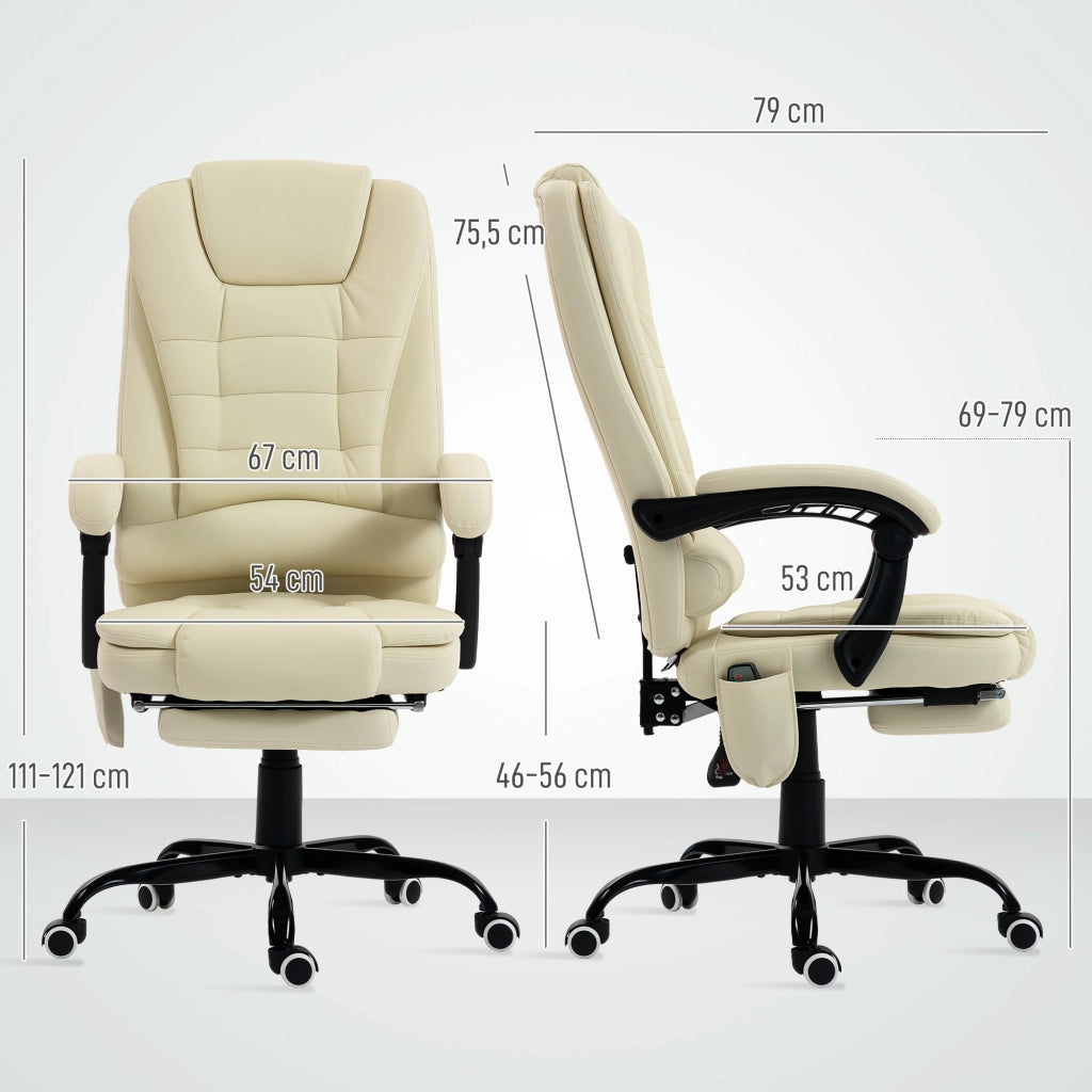 Poltrona massaggiante da ufficio ¨C zephmum ¨C regolabile in altezza, schienale reclinabile, telecomando, beige