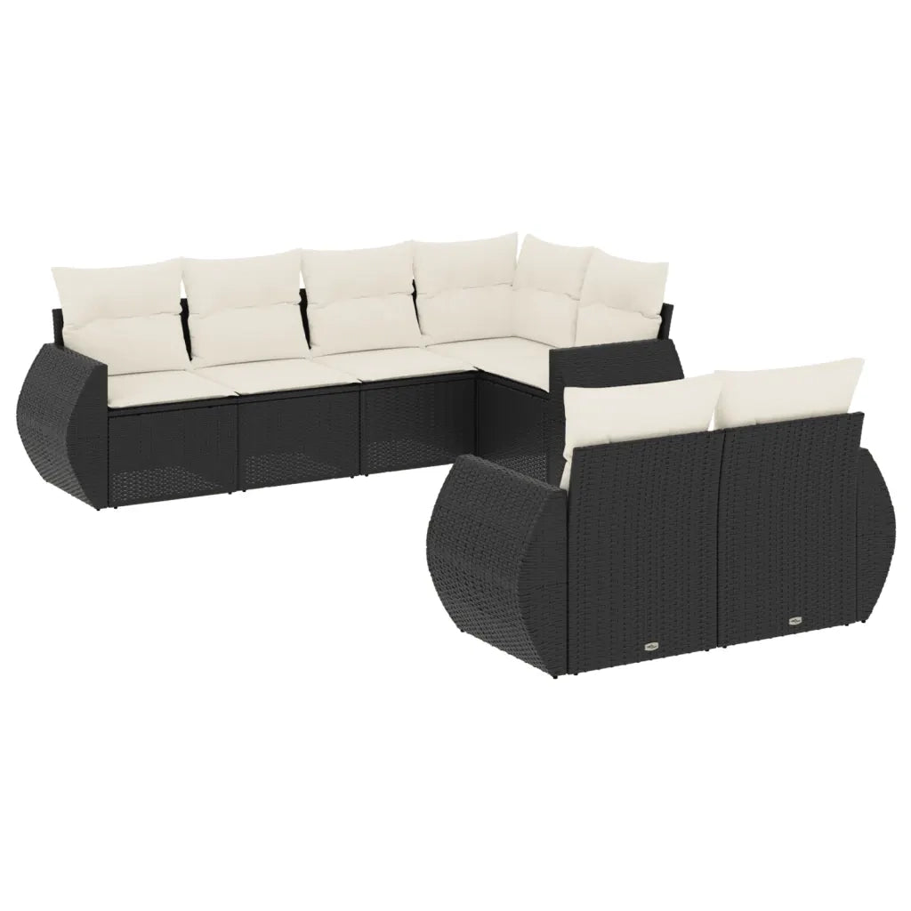 Set Divani da Giardino con Cuscini 7pz Nero Polyrattancod mxl 88533
