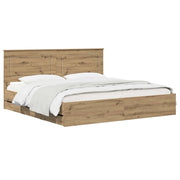 Bed Frame with Storage and Headboard Artisan Oak 180 x 200 cm 3445836