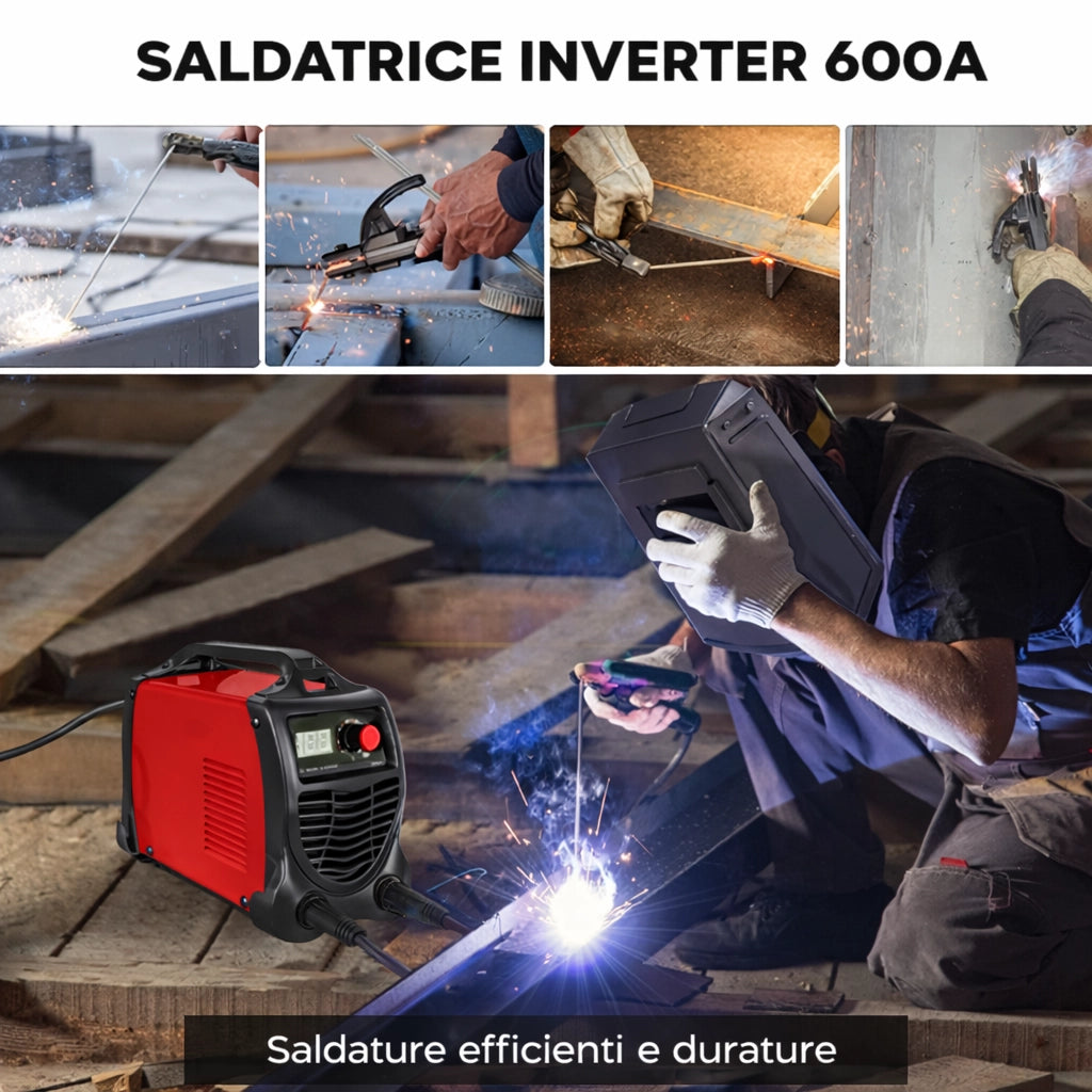 SALDATRICE A ELETTRODO ELETTRICA INVERTER SALDATURA 600 AMPERE + ACCESSORI
