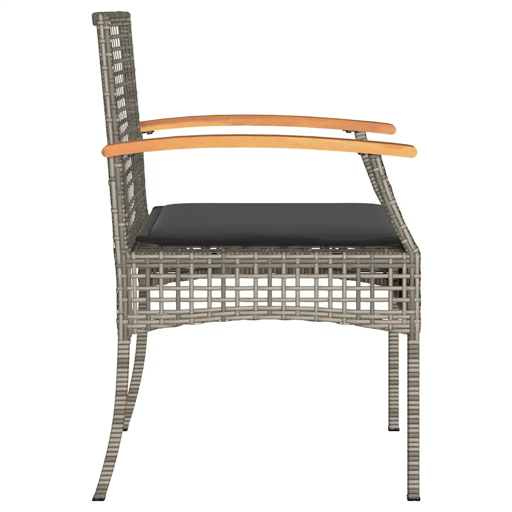 Sedie da Giardino con Cuscini 4 pz | Sedie da Esterno Grigie in Polyrattan e Acacia