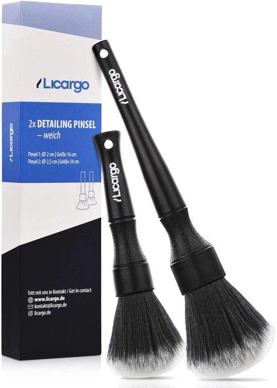 Set di spazzole per autodetailing - 2 pezzi - set di spazzole per pulizia auto - spazzola per autodetailing morbida - spazzola per pulizia auto super morbida - set di spazzole per pulizia auto interno ed esterno