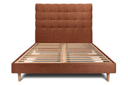 Letto 135x190 cm con testata imbottita - tessuto bouclé