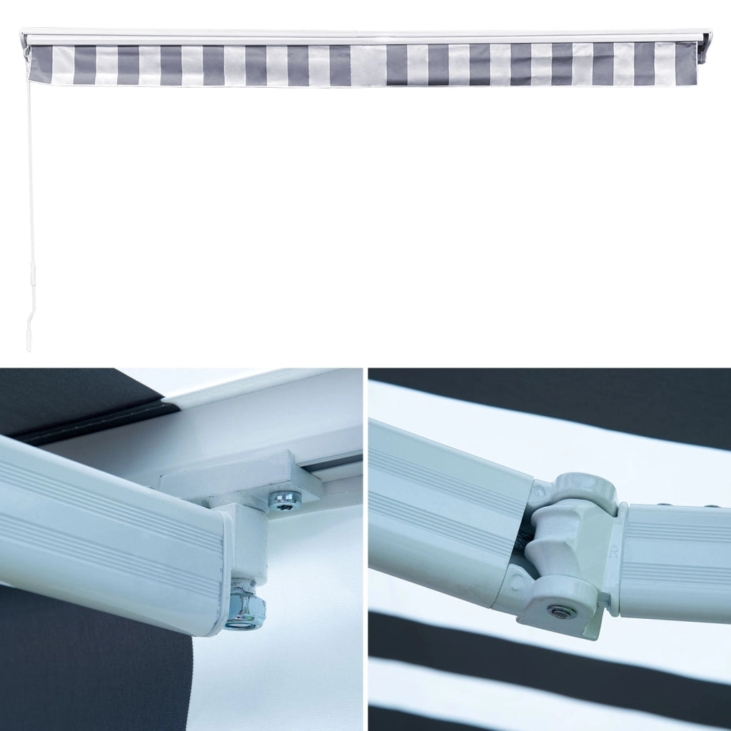 Tenda SAULE 3,95 × 3 m con semicupio - Tessuto a righe bianco/grigio e struttura bianca