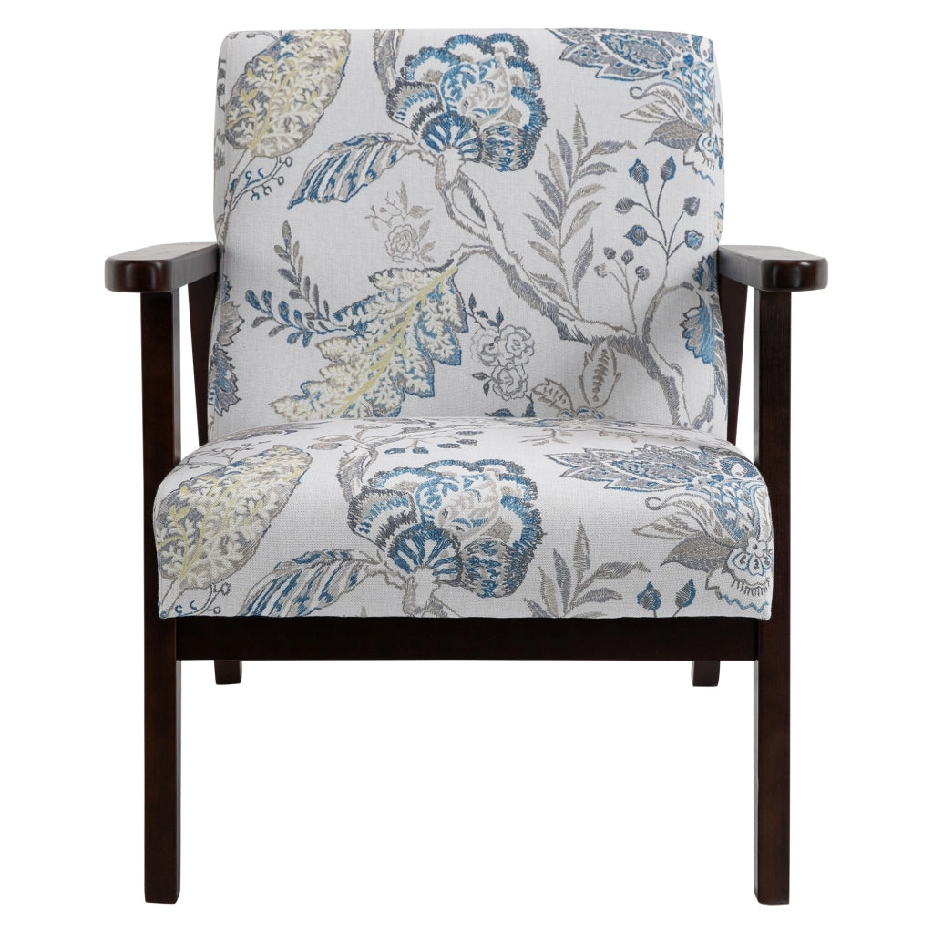 EasyComfort Sedia per Soggiorno Poltroncina Imbottita con Braccioli in Legno e Tessuto Traspirante per Casa e Ufficio, a Fiori, 68.5x78.5x75cm
