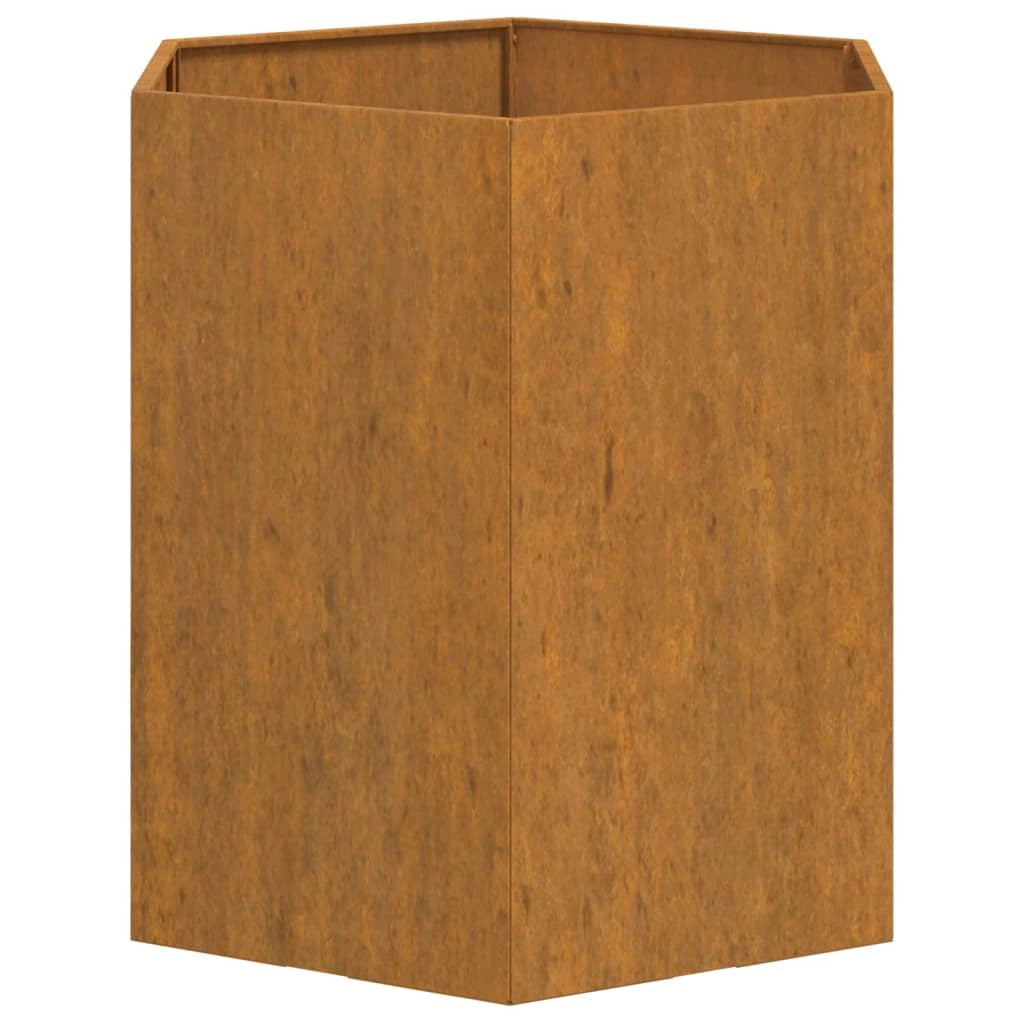 Fioriera rialzata per piante fiori terrazza giardino color ruggine 40 x 40 x 45 cm acciaio corten marrone 02_0038721