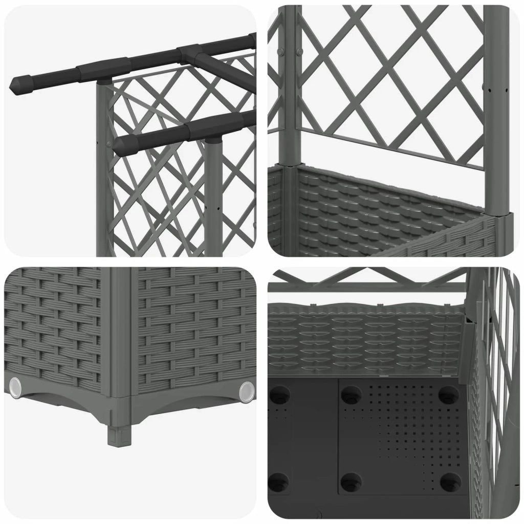 Letto Rialzato con Griglia e Tetto Grigio Chiaro PP 42032594