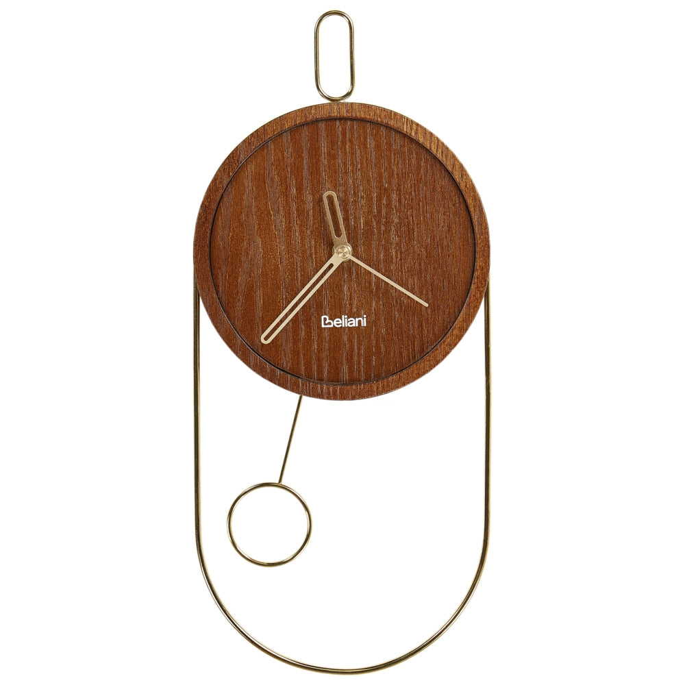 Orologio da parete in metallo MDF legno scuro 20 x 45 cm Design senza numeri Pendolo Decorazione per il soggiorno