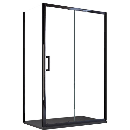 Box Doccia Angolare 75x100 cm 1 anta Scorrevole con Profili Neri in Cristallo trasparente 6mm H195 Bonussi Sole