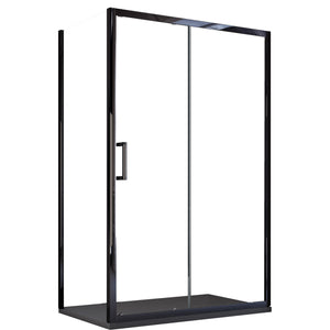 Box Doccia Angolare 80x110 cm 1 anta Scorrevole con Profili Neri in Cristallo trasparente 6mm H195 Bonussi Sole