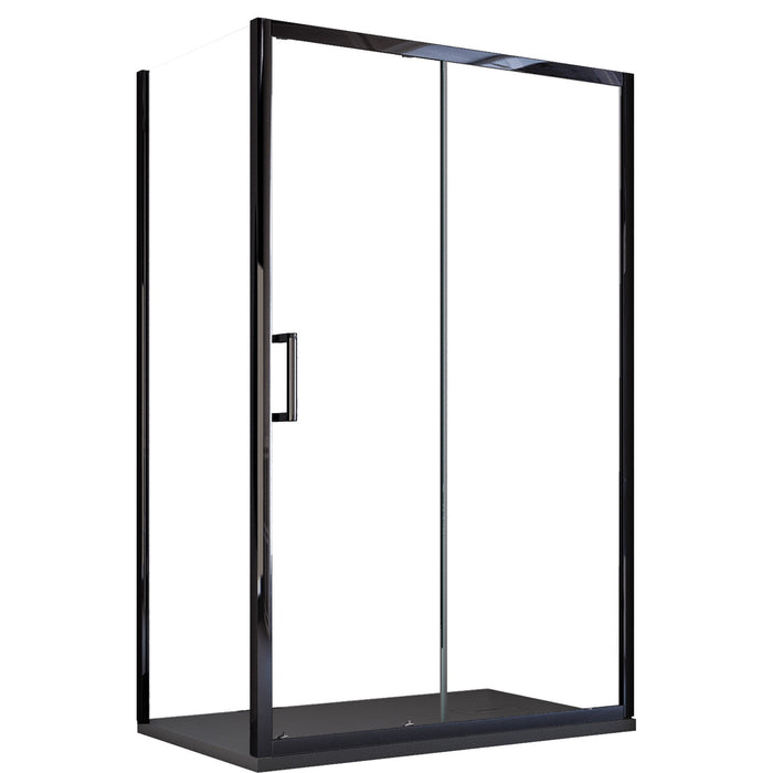 Box Doccia Angolare 80x110 cm 1 anta Scorrevole con Profili Neri in Cristallo trasparente 6mm H195 Bonussi Sole