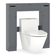 Mobile sopra il wc con ripiani regolabili portarotolo per carta igienica, Mobile per bagno salvaspazio Grigio-Armadietti da bagno