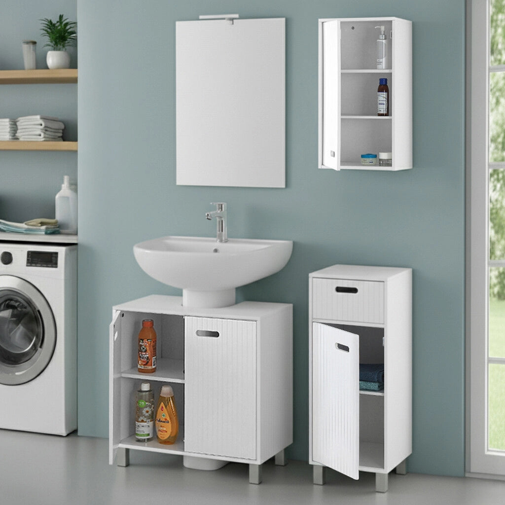 Set bagno con mobile sottolavabo 60 cm con base e pensile bianco Fast