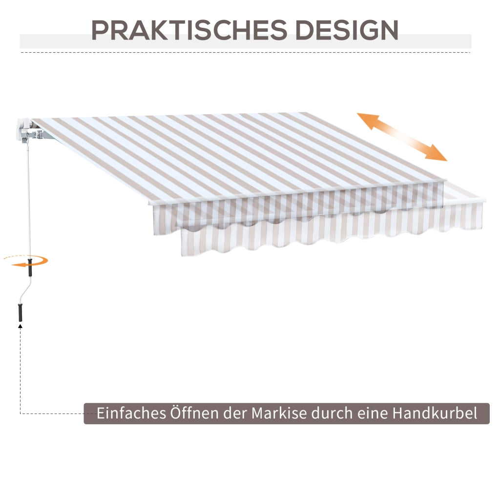 Tenda a braccio articolato 3 x 2.5 m con manovella telaio in alluminio protezione solare per balcone e terrazza
