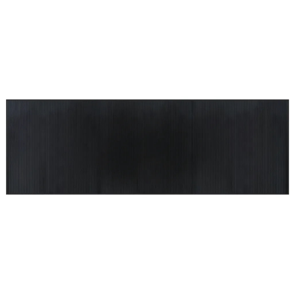 Tappeto Rettangolare Nero 100x300 cm in Bambù 376948