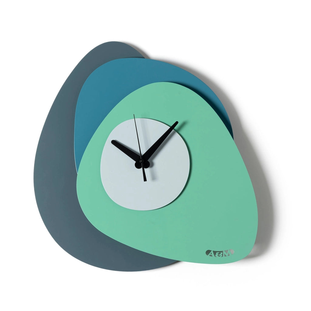 Orologio di design minimal Grease Petrolio,blu oltremare,verde acqua,cenere
