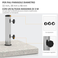 Base per Ombrellone da Giardino 25kg 38x38x38 cm in Granito e Acciaio Inox Grigia
