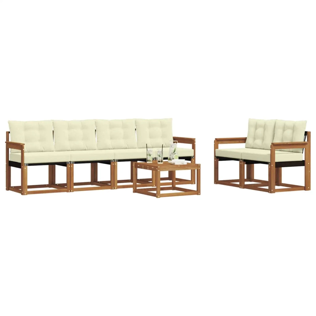 Set di divani da esterno con cuscino 7 pcs Naturale e Crema 3368417