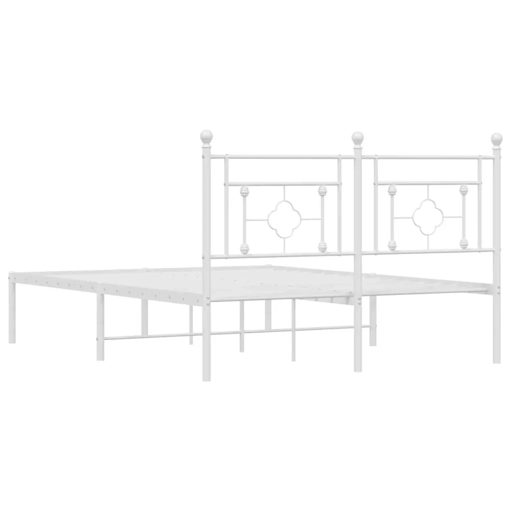 Giroletto con Testiera-Struttura Letto con testiera Metallo Bianco 140x190 cm 365818