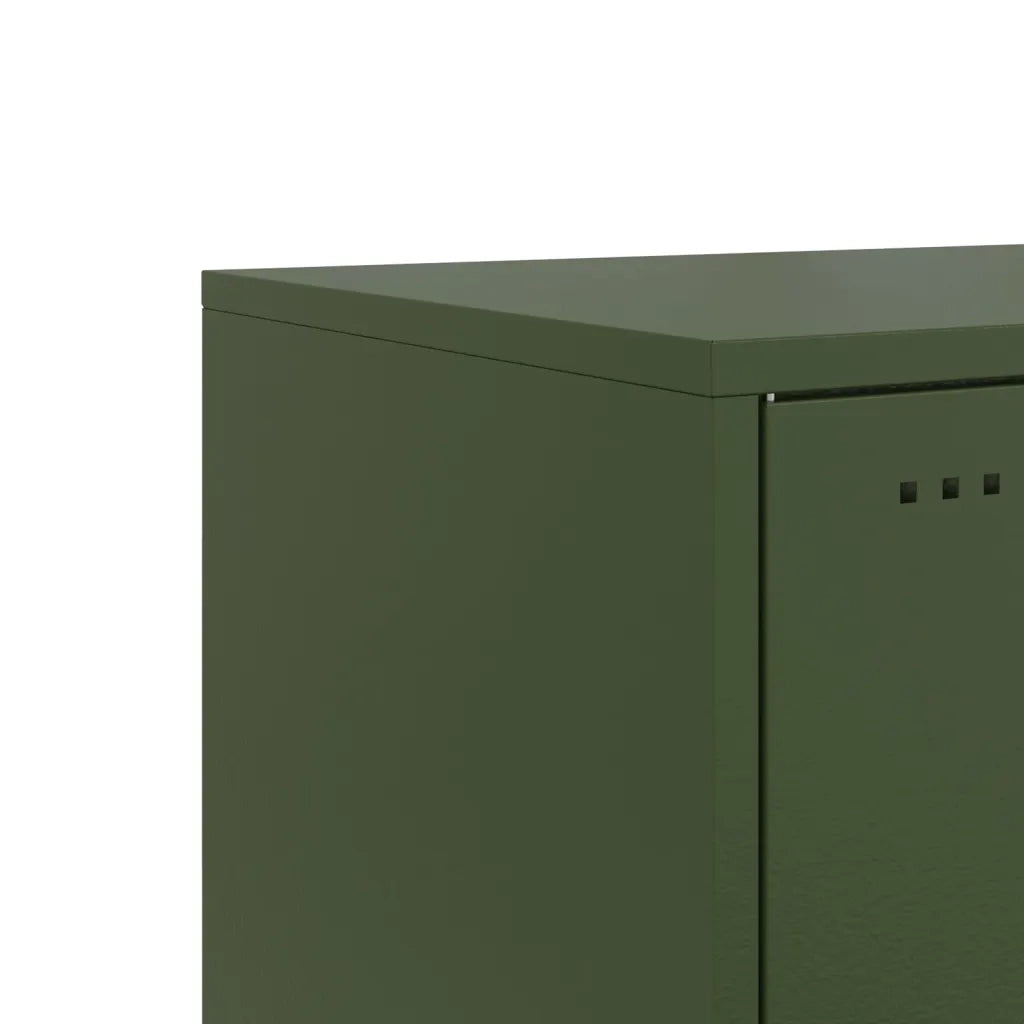 Set di 2 Comodini | Armadio da Notte | Mobiletto da notte Verde Oliva 36x39x78 cm in Acciaio