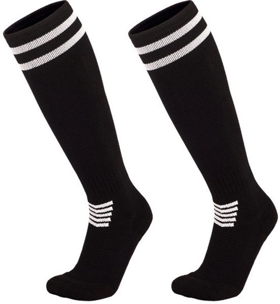 S (adatto per calzature 28-33) *3 Calze da calcio neri, calze invernali per partite di calcio, calze lunghe con pantofole in pile e materiale assorbente di sudore, calze sportive antiscivolo unisex