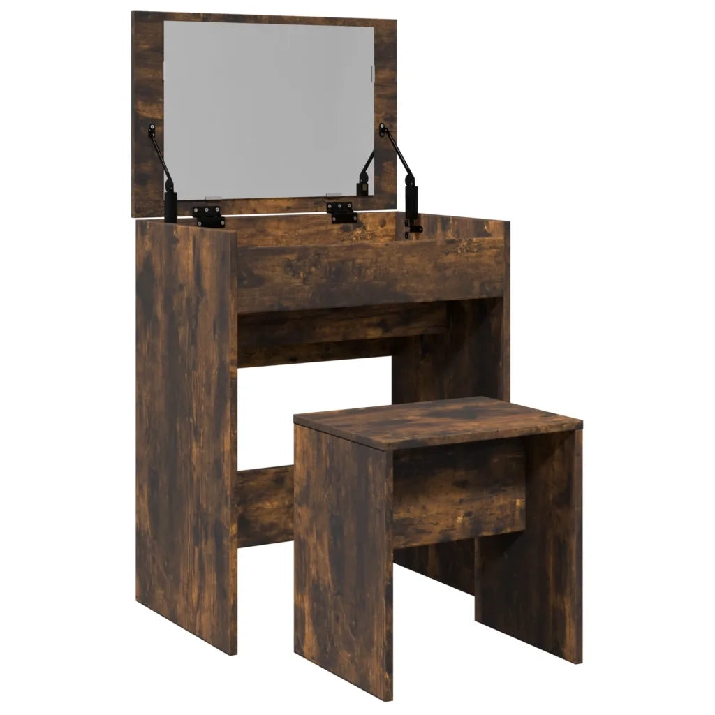 Toeletta e Sgabello Rovere Fumo 60x40x113,5 cm 848217