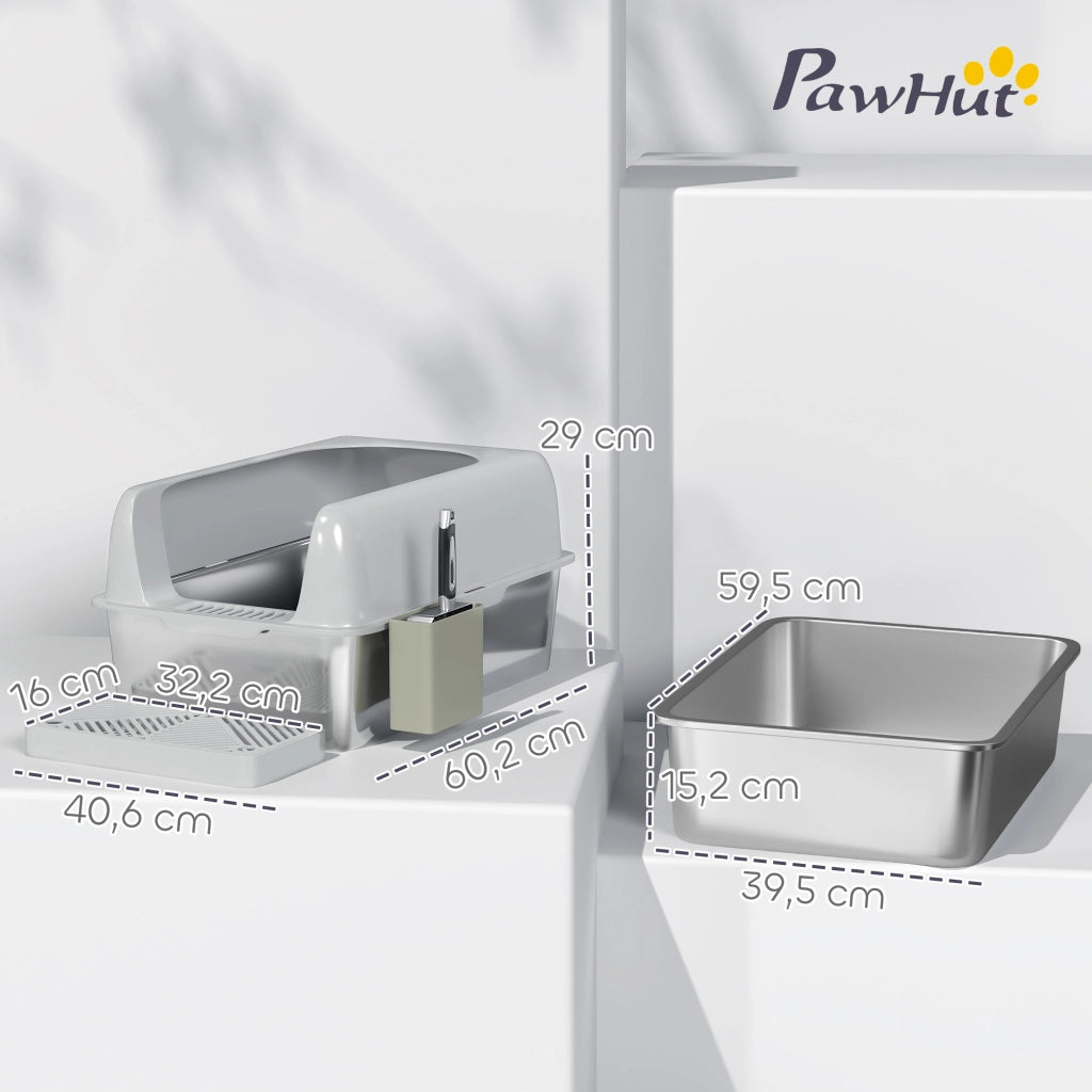 Lettiera per Gatti in Acciaio Inox ¨C Zephmum ¨C Grigio 60x40x20