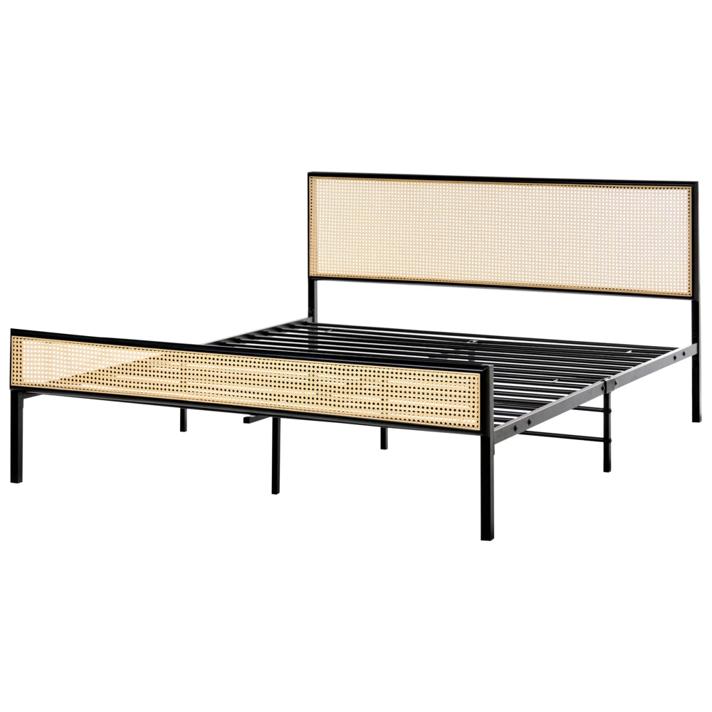 Letto matrimoniale imbottito in tessuto nero con rete a doghe e gambe in legno 160 x 200 cm stile contemporaneo