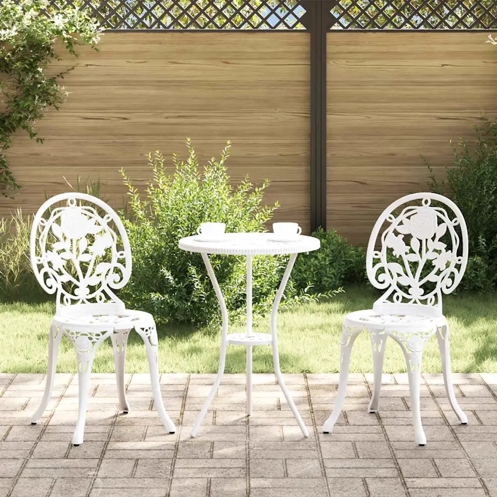 Set Bistro da Giardino 3 pcs Bianco Alluminio 42002388