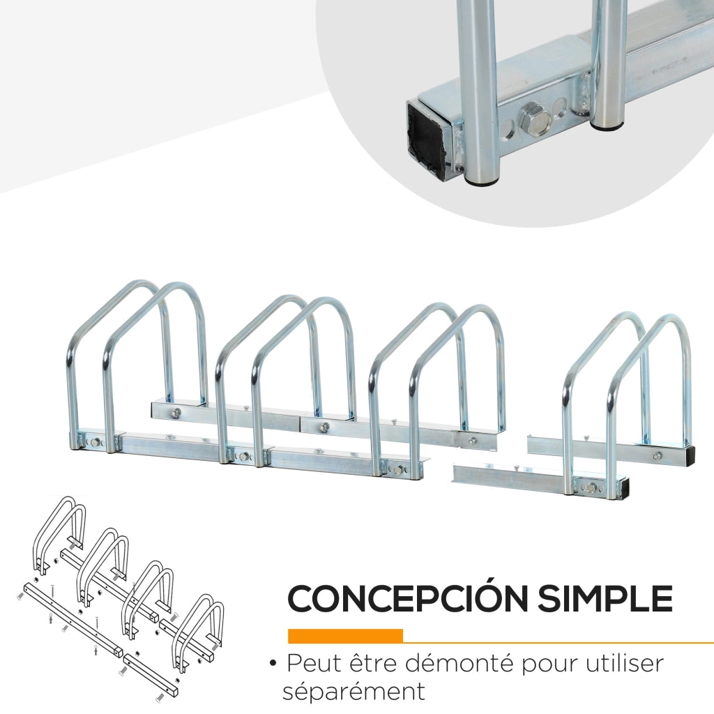 Portabiciclette per 4 Biciclette ¨C zephmum ¨C Argento 110x33x27 cm