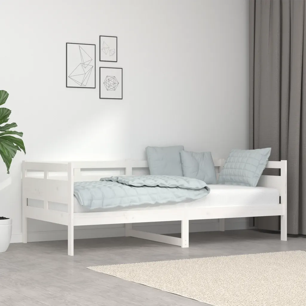 Letto singolo | Letto per adulti | Dormeuse Bianca in Legno Massello di Pino 90x190 cm