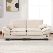Divano 190x73x84 cm beige – 2 posti modulare con USB-C, tessuto corduroy