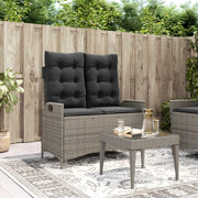 Panca Reclinabile da Giardino con Cuscini-Sgabello-Sedia da esterno Grigia in Polyrattan 209718
