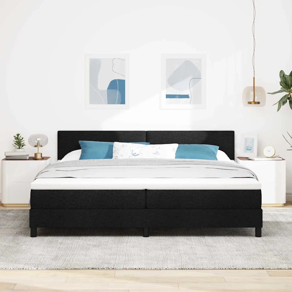 Letto a molle con materasso con led Nero 200 x 200 cm Tessuto 3342235