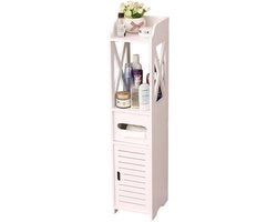Cassa da Bagno in Piedi Basse Alta Cassetta Bianca Ospita Cartucce WC - Armadio Bagno 80 x 20 x 18 cm armadi per bagno alti