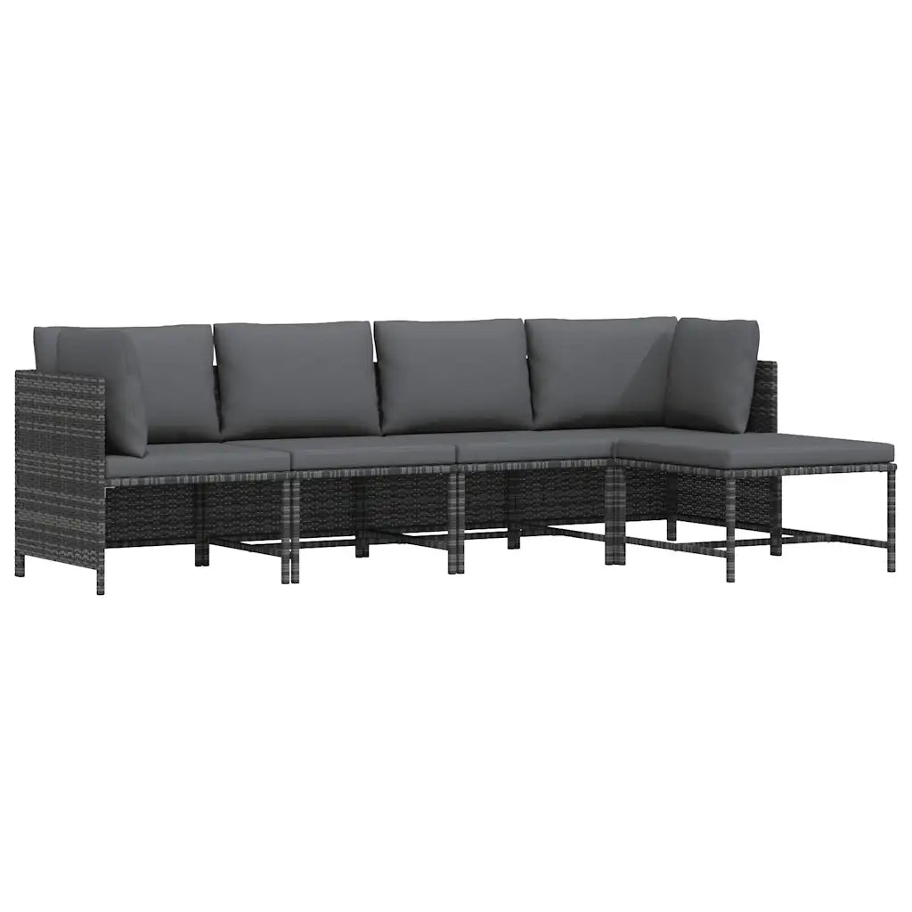 Set Divani da Giardino 4 pz con Cuscini in Polyrattan Grigio cod mxl 70673